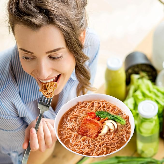 Hethstia Chicken Konjac Pho &amp Spicy Kimchi High Protein Ramen Cup – Vegan Shirataki Soup + 32g Plant Protein – 6 Chicken Pho Cups + 6 Kimchi Ramen Cups