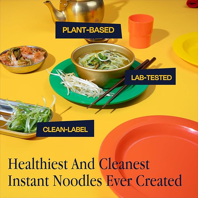 RAWMYUN Gluten Free Healthy Korean Ramen Vegan Superfood Clean Ingredients Plant-Based Cup Noodles made with Organic Rice Noodles Instant Soup | No MSG Non-GMO Real Ingredients (6 Savory Curry)