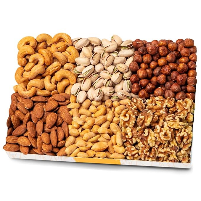 Nuts.com Nuts Assortment Tray – Mixed Nut Sampler Box for Festive Gifts – 2 lb Care Package Includes a Heart Healthy Variety of Cashews Pecans Pistachios &amp More