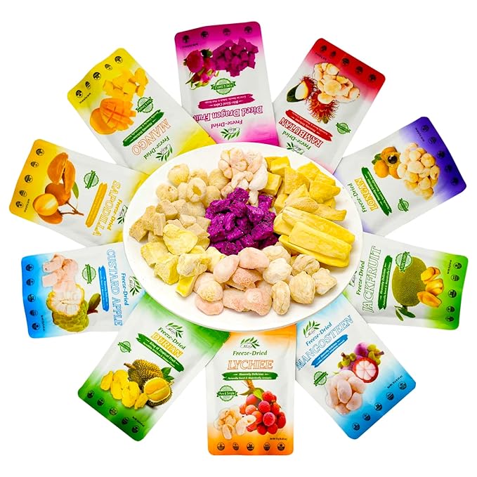 CHAVI Freeze Dried Exotic Tropical Fruits | Pack of 10 | Gift Box - No Added Sugars or Preservatives - Non-GMO Vegan Gluten-Free | 180 g | 6.4 oz