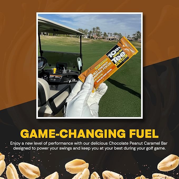 10th Tee Plus+ Chocolate Peanut Caramel Bar made with Natural Ingredients 1.76-Ounce Bars (12 count) Golf Energy Bar Easily Digestible Chocolate Healthy office Snack best Bars