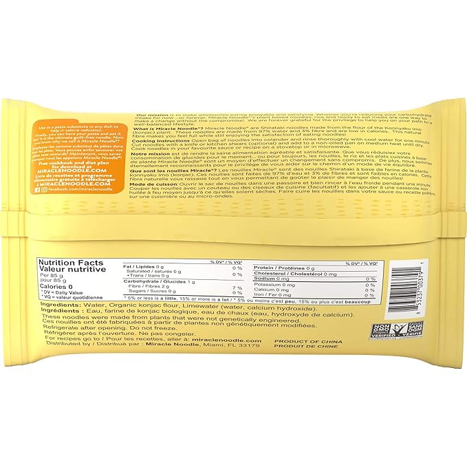 Miracle Noodle Organic Fettuccine Konjac Shirataki Noodles - Plant Based Keto Vegan Gluten Free Low in Carbs &amp Calories Non-GMO Paleo - 7 Oz 6-Pack