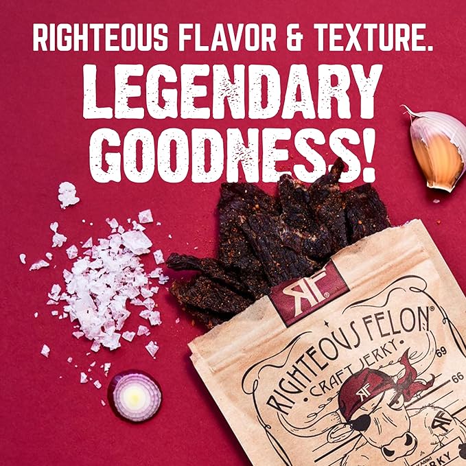 Righteous Felon Beef Jerky &amp Meat Sticks Variety Pack | Beef Jerky Gifts for Men | High Protein Keto Low Sugar | Made with Premium Meats | Gluten Free Beef Jerky Snack Packs | Whole Shebang 16 P