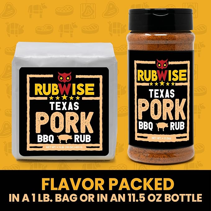 Texas Style Pork Rub &amp El Jefe Rub by Rubwise | BBQ Rub &amp Spices for Smoking &amp Grilling | Dry Rubs | Great on Beef Pork Brisket Steaks Ribs Burgers Chops Pork Butt Tenderloin NO MS