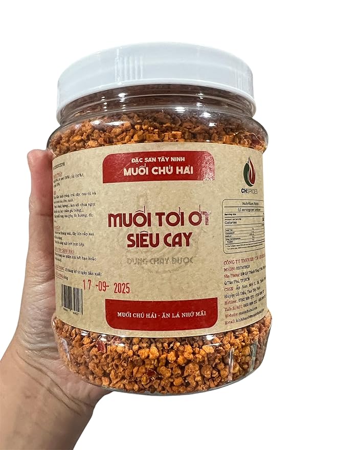 Muoi Toi Ot Sieu Cay Chu Hai Vietnamese Spicy Garlic Salt Seasoning Mix Tay Ninh Specialty 500gram