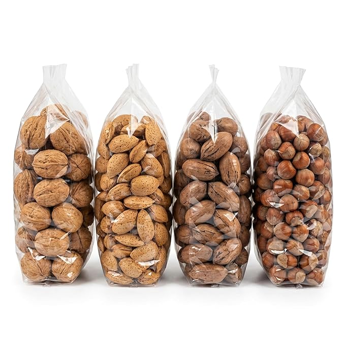 Premium In-Shell Nut Variety Pack 4 lbs Mixed Nuts in Shell Walnut Almond Pecan &amp Hazelnut Separate Bags Packed in One Box Fresh Whole Nuts