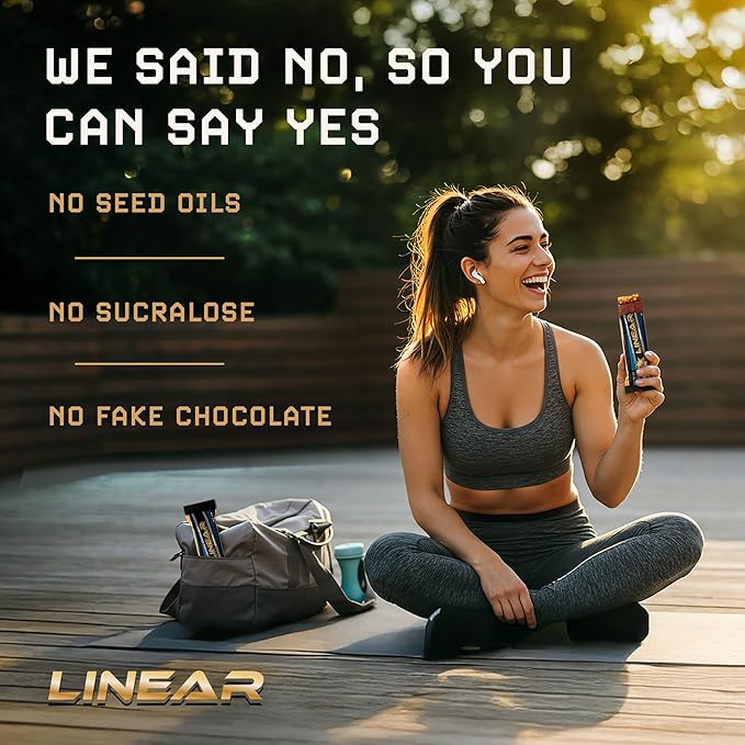 Linear Protein Bar Chocolate Peanut Butter Caramel Flavor 20 Grams Whey Protein Clean and Natural with All Organic Ingredients No Seed Oils High Fiber Gluten Free Healthy Snacks 3 Pack