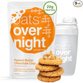 Oats Overnight Peanut Butter Chocolate Chip - Vegan Overnight Oats Protein Shake with 20g Protein - High Fiber Gluten Free Dairy Free Oatmeal (2.4 oz per Meal) (8 Pack + Shaker Bottle)