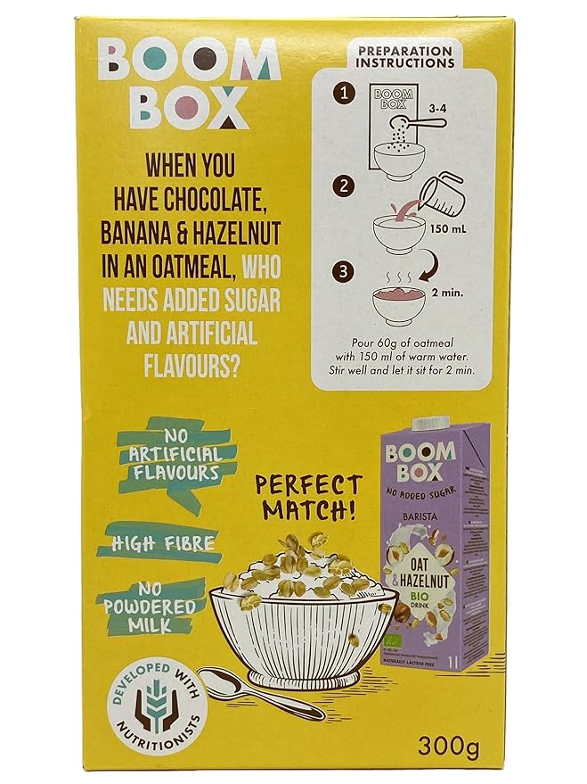 BOOM BOX Chocolate Banana Hazelnut Oatmeal - 30 g - Energizing Breakfast CereaL