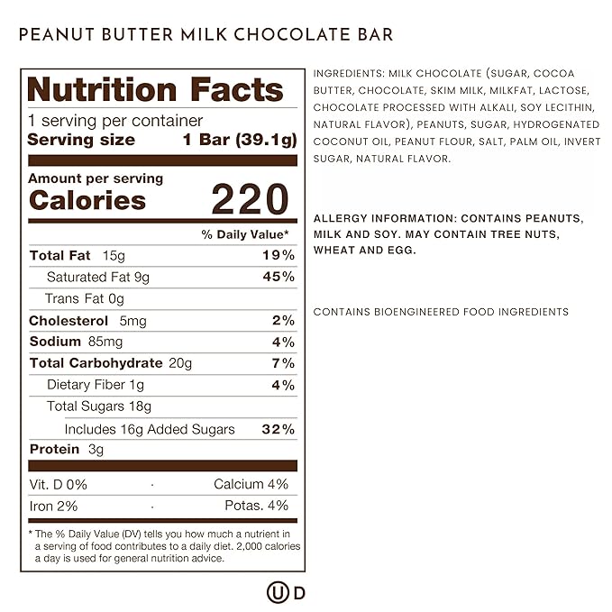 Ethel M Chocolates Premium Milk Chocolate Peanut Butter Filled Bars Individually Wrapped Chocolate Candy Bars for Gifting Holidays &amp Everyday Indulgence (8 Pieces)