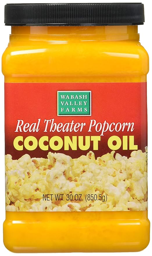 Real Theater Coconut Popcorn Oil - 30 oz Butter Flavored Coconut Oil for Whirley Pop Popcorn Maker Popcorn Oil Butter Flavor Stovetop Popcorn Popcorn Oil for Popcorn Machine (by Wabash Valley Farms)