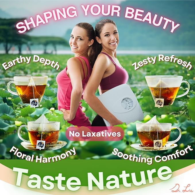 Dr. Lu’s Happy Slim Tea | 100% Natural Detox Tea for Body Balance &amp Shape | Colon Cleanse tea for Bloating &amp Digestion | 11 Inno-Cleanse Herbs incl. Hawthorn Lotus Leaf Burdock Dandelion |