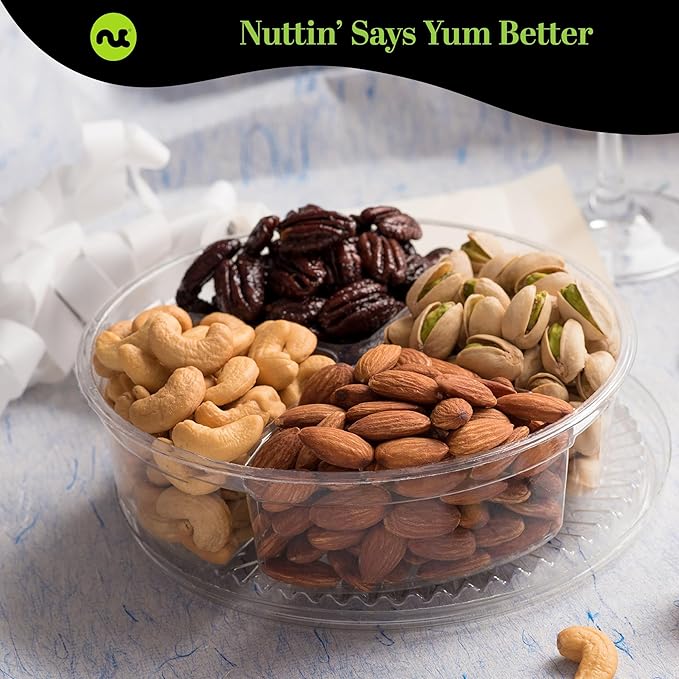 NUT CRAVINGS - Easter Mixed Nuts Gift Basket in Red Gold Box (4 Assortments) Ramadan Gifts Treats for Adults Food Arrangement Healthy Snack Care Package Kosher