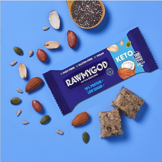 RAWMYGOD Fruit and Nut Bars Gluten Free Vegan No Added Sugar (12 bars Keto)