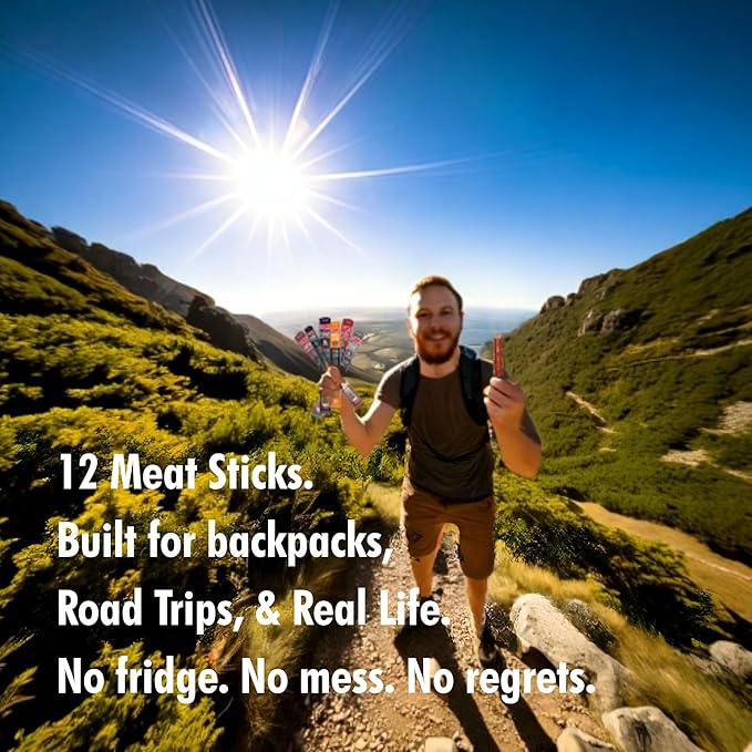 Jerky.com 12-Pack Meat Stick Variety Pack - Includes Bonus Pepper Jack Turkey Sticks - Bold Meat &amp Snack Sticks Sampler | High Protein Low Carb Keto Friendly | Turkey Ham Pork Beef Jerky Gift
