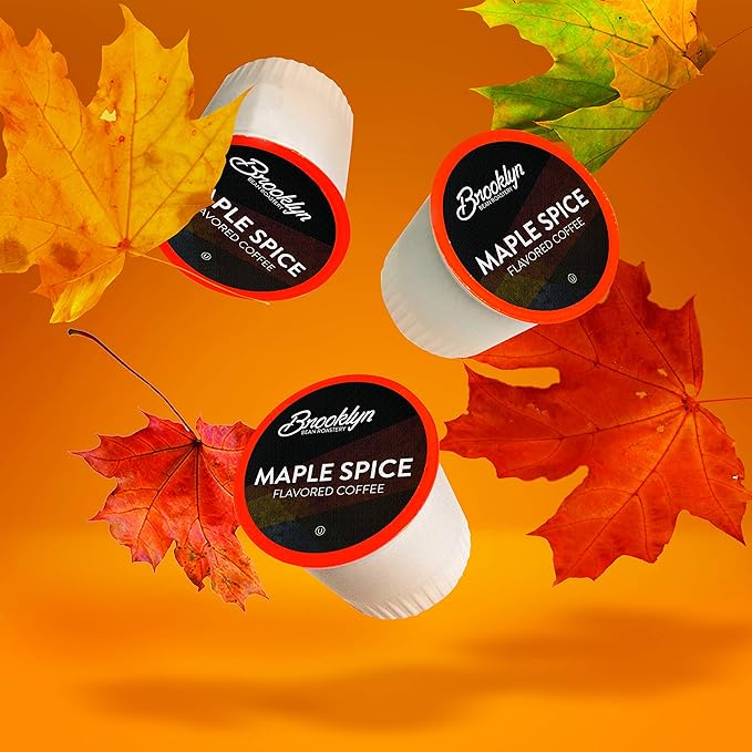 Brooklyn Beans Roastery Coffee Pods Fall Maple Spice Flavored - Compatible with Keurig K Cup Brewers Including 2.0 Machines 40 Count Autumn-Inspired