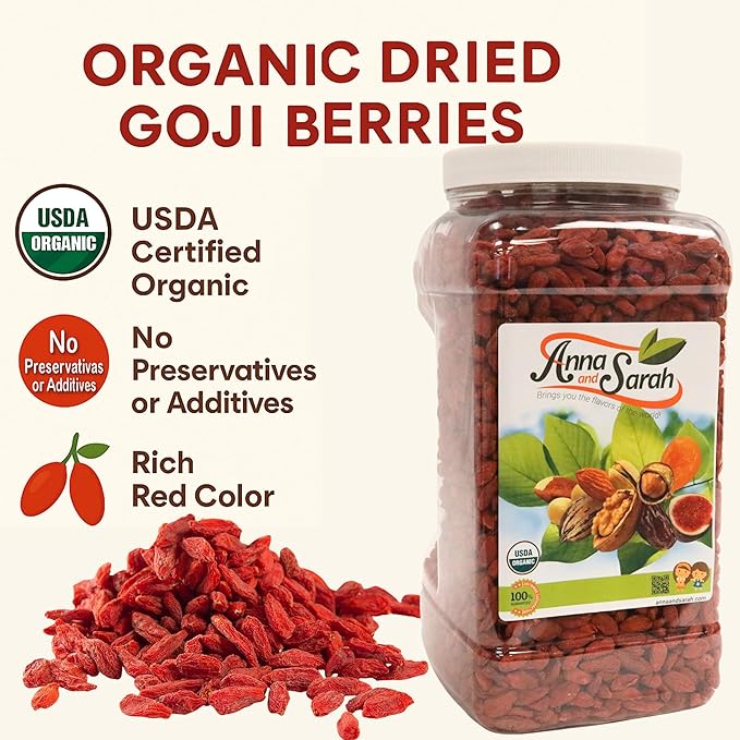 Organic Dried Goji Berries 64 Oz Jar 1 Pack | Bulk Supply of Goji Berry Fruit Superfood | Naturally Rich in Antioxidants to Support Healthy Skin | Raw Natural Vegan Non-GMO