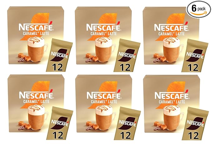 NESCAFÉ Caramel Latte x12 Instant Coffee Sachets (Pack of 6 Total 72 Sachets)