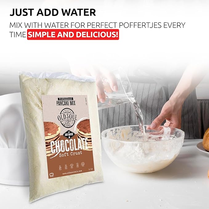 OldSoul Poffertjes Batter Mix | Dough Mix | Chocolate Flavor | 5 Lbs | 700 Mini Dutch Pancakes (5 Lbs Traditional)
