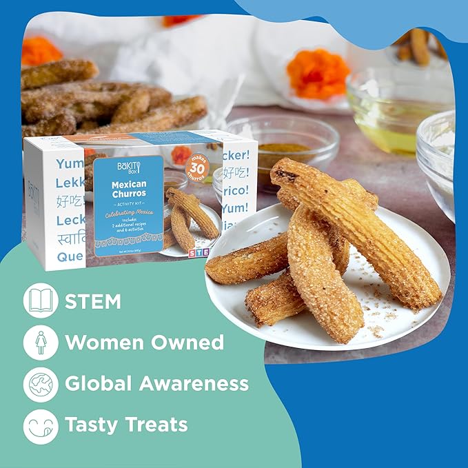 BāKIT Box Churros Baking Kit for Kids Authentic Mexican Dessert with Printed Recipe &amp Activity Guide Fun STEM Learning Gift for Ages 5–12 Homeschool &amp Family Cooking Set
