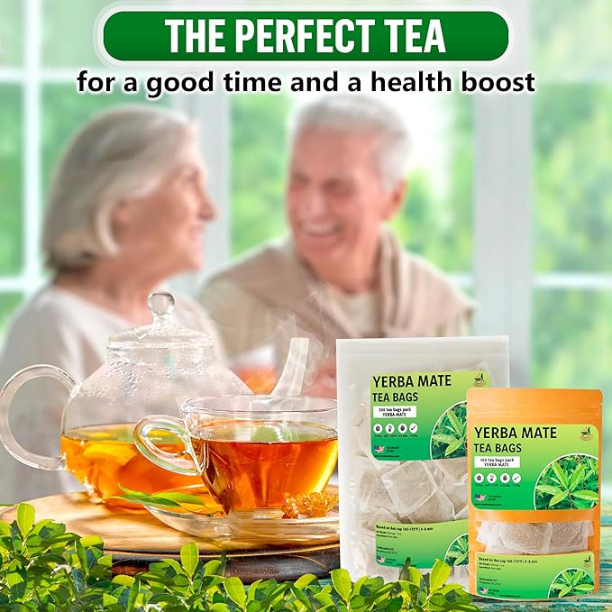Yerba Mate Tea - Green Cut &amp Sifted - Unsmoked Energy Boost - 300 Tea Bags - Packed with Nutrients - Your Perfect Coffee Replacement