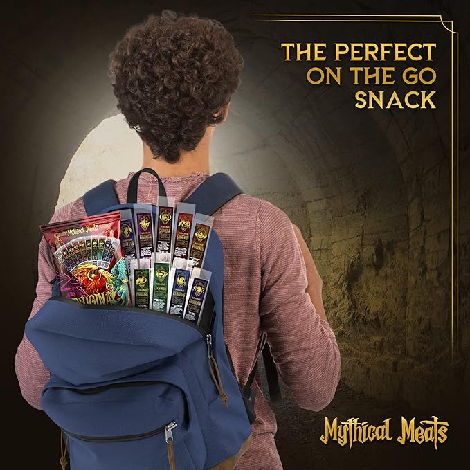 Mythical Meats Original Exotic Flavor Sampler Pack – 10 Exotic Game and Beef Snack Sticks – Dried &amp Dehydrated Meats Seasoned to Perfection – High Protein Snacks