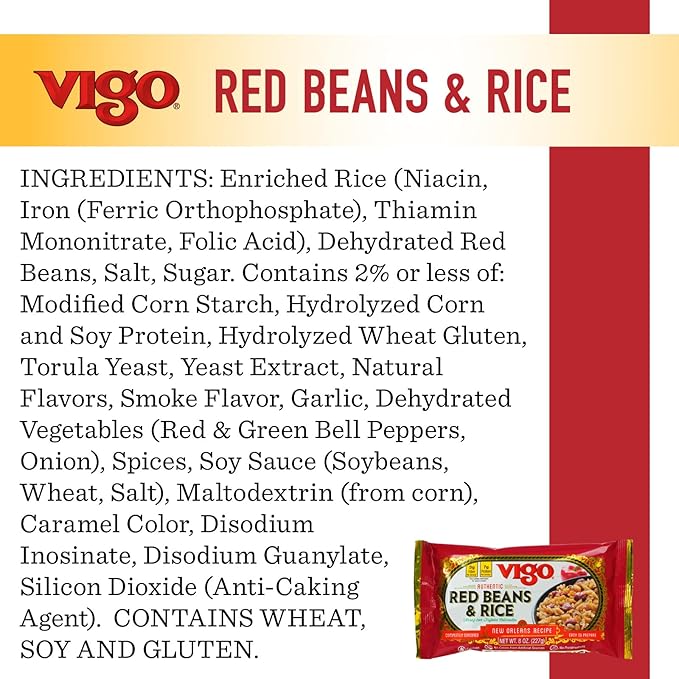 Vigo Authentic Red Beans &amp Rice Low Fat 8oz (Red Beans &amp Rice Pack of 12)