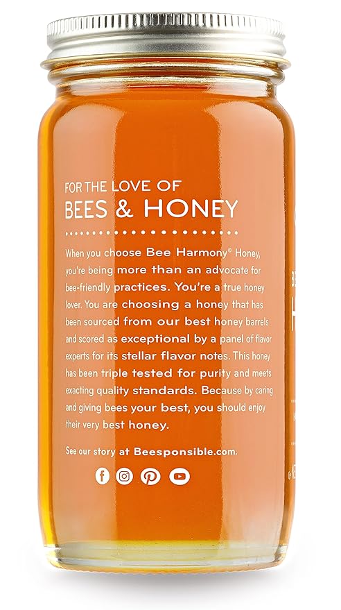 Bee Harmony Organic Raw Honey 12 OZ (Pack of 2 Jars)