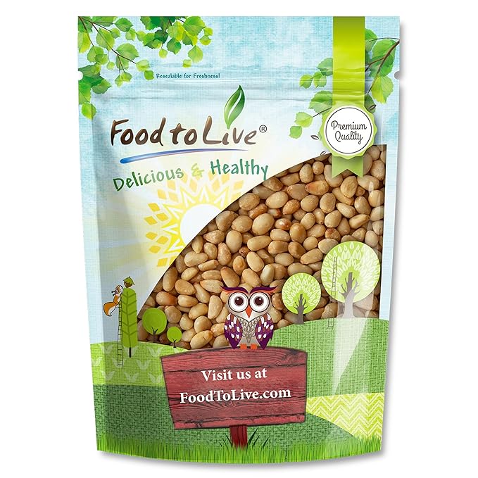 Food to Live Dry Roasted Pine Nuts 1 Pound – Naturally Tasty and Crunchy Nutritious and Delicious Perfect for Cooking Baking and Snacking Vegan Kosher Bulk