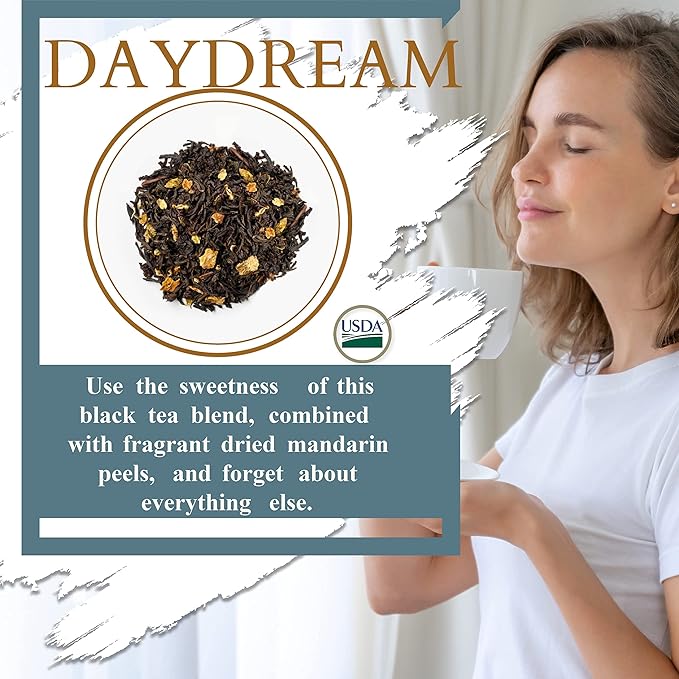 Organic Earl Grey Tea Good for BREAKFAST TEA | NATURAL ANTIOXIDANTS100% Real ingredients 40 Count Unwrapped Tea Bag | By T SECRETEA Daydream