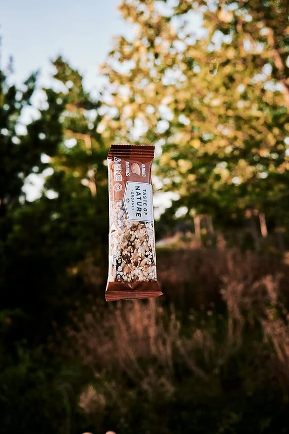 Taste of Nature Organic Almond Snack Bar - Healthy Gluten Free Non GMO Vegan Snack Bars with Mixed Nuts Fruits and Seeds - 16-Count Snack Pack