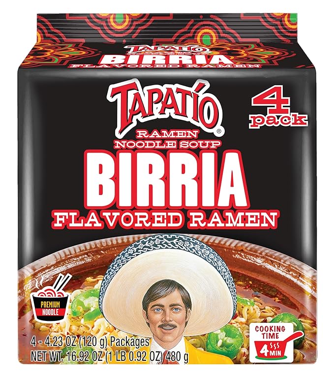 Tapatío Ramen Noodle Soup Birria Flavored - Pouch 4.23 oz. (120g) Case of 16