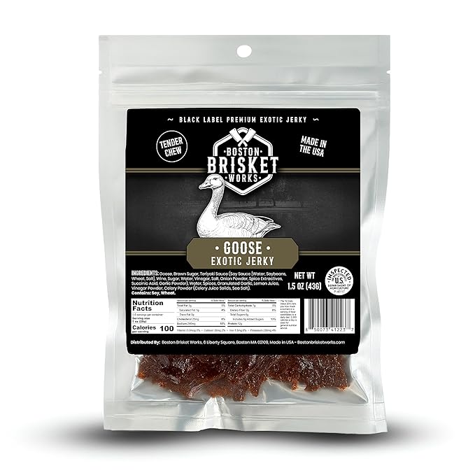 GOOSE JERKY - Premium Waterfowl Meat - Wild Game Bird Snack - Unique Hunter Gift for Dad Grandpa - Exotic Meat Lover Present