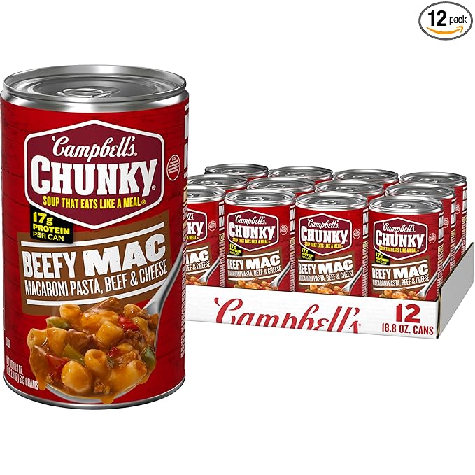 Campbell’s Chunky Beefy Mac Soup 18.8 oz Can (12 Pack)