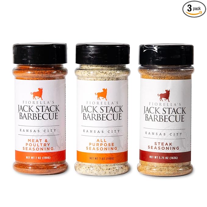 Jack Stack Barbecue Dry Rub Seasoning Variety Pack - All Purpose Steak Poultry &amp Meat Seasonings - Kansas City Spice 3 Pack - for Chicken Steak Ribs Vegetables Seafood and More (7oz Each)