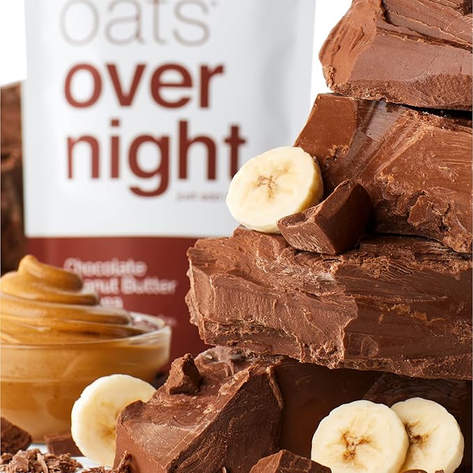 Oats Overnight Peanut Butter Cookie Dough Cacao Crunch 8 Pack &amp Chocolate Peanut Butter Banana 8 Pack - Vegan 20g Protein High Fiber Breakfast Shake - Gluten Free Non GMO Oatmeal