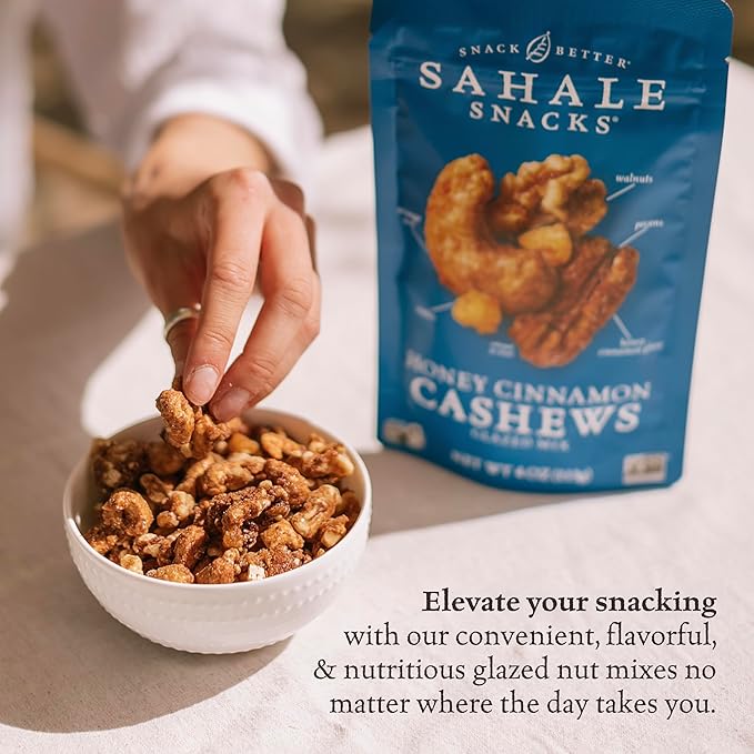Sahale Snacks Honey Cinnamon Cashews Glazed Mix 4 Ounce (Pack of 6)