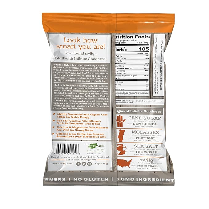 swiig Flavor Fusion Organic Sea Salted Caramel Vegan No GMO Ingredients No Artificial Colors Flavors or Sweeteners No Gluten 3.25 lbs Bag