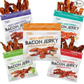 Bacon Jerky Variety Pack | 5 Flavors &amp Up to 24g Protein Per Bag | Fully Cooked Tender Easy to Chew USA Made High Protein Carnivore Snacks | Unique Gifts for Men (5 Bags)