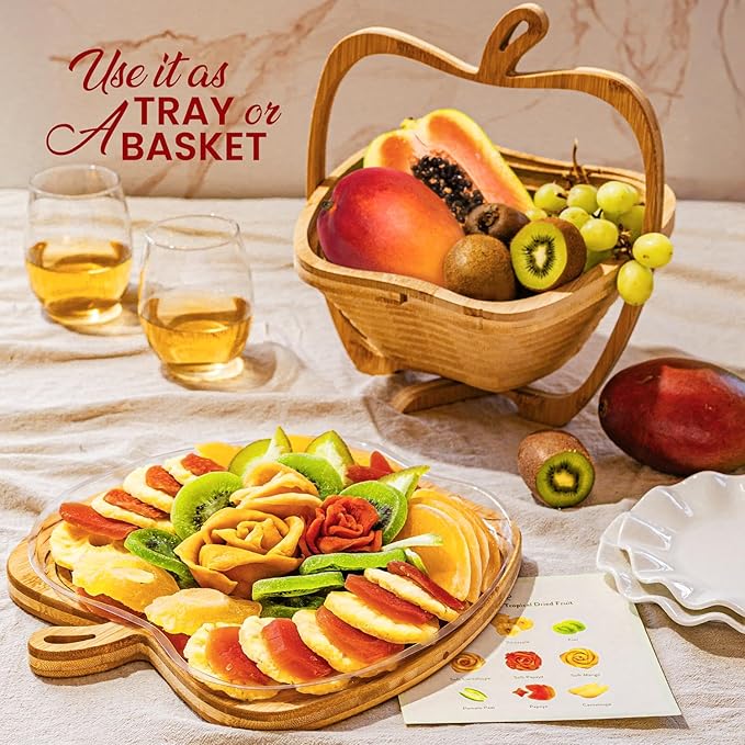 Dried Fruit Gift Basket with Wooden Tray – Healthy Gourmet Snack Box Variety – Holiday Food Tray for Corporate Sympathy Birthday &amp Thank You Gifts (Vegan Kosher Gluten‑Free)- Bonnie and Pop