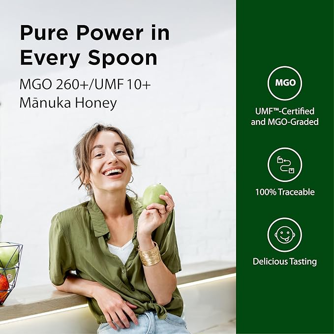 Flora - Mānuka Honey MGO 250+/10+ UMF New Zealand Honey 100% Traceable MGONatural Healing Sore Throat Relief Aids Digestion 17.6-oz. Jar