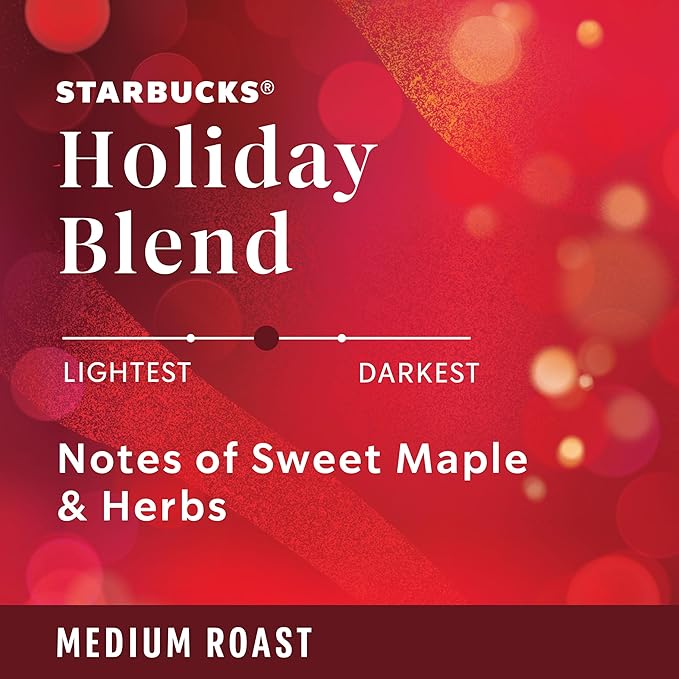 Starbucks K-Cup Coffee Pods Medium Roast Starbucks Holiday Blend Coffee for Keurig Brewers 100% Arabica 1 Box (22 Pods)