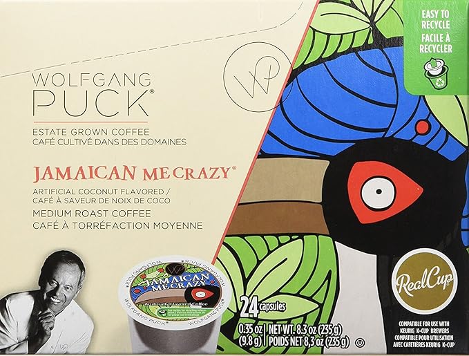 Wolfgang Puck Jamaican Me Crazy Flavored Coffee Single Serve Cups for Keurig 24 Count (Pack of 2)