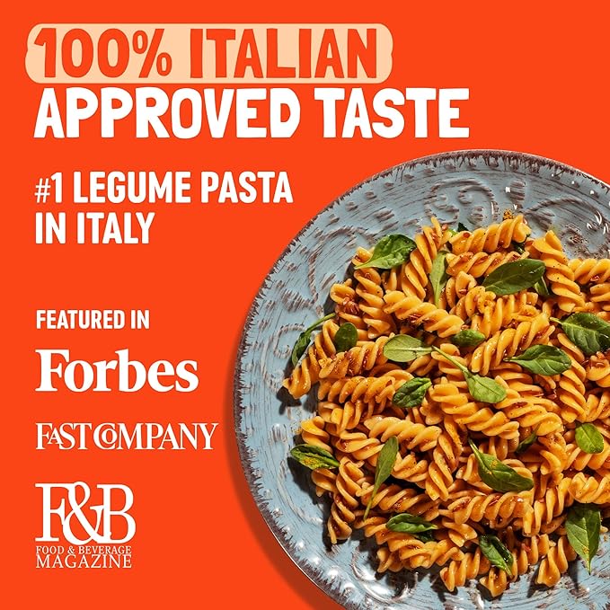 Felicia Gluten Free Pasta Chickpea Fusilli 22G Protein per Serving Organic High Protein and Fiber Noodles Designed in Italy Plant Based Made from 100% Chickpeas Non GMO 8.8 Oz 6 Boxes