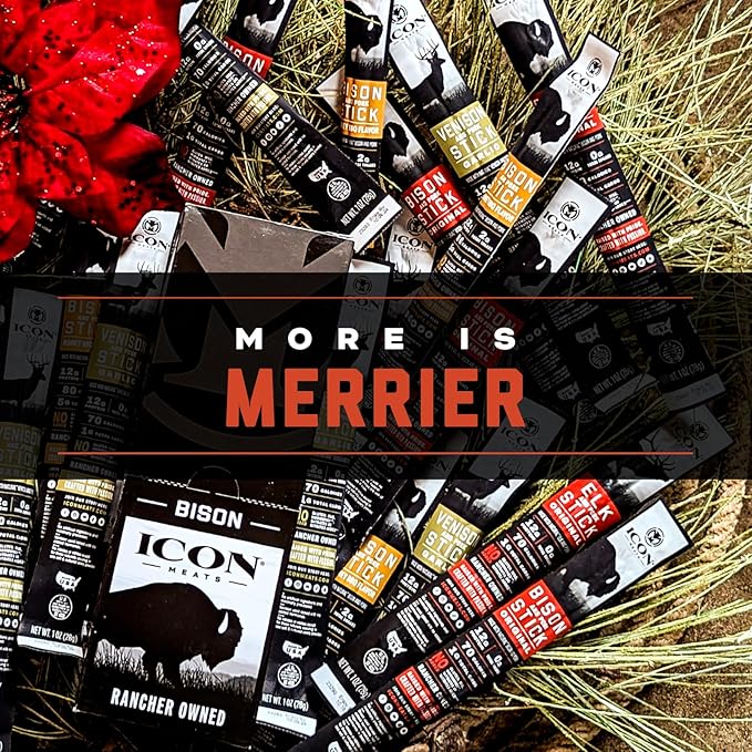 ICON Meats Elk and Pork Snack Sticks Original 24 Pack of High Protein Snacks Sugar Free Natural Jerky Meat Sticks Gluten Free USDA Inspected Made in the USA Gifts for Him