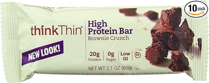 ThinkThin High Protein Bar Brownie Crunch 60 g Bars 10 Count