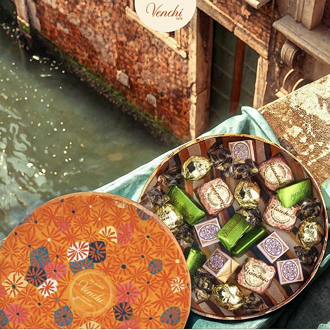 Venchi - Murrine Collection - Medium Orange Hamper with Assorted Chocolates Gift Idea for Birthday and Anniversary 14.1 oz