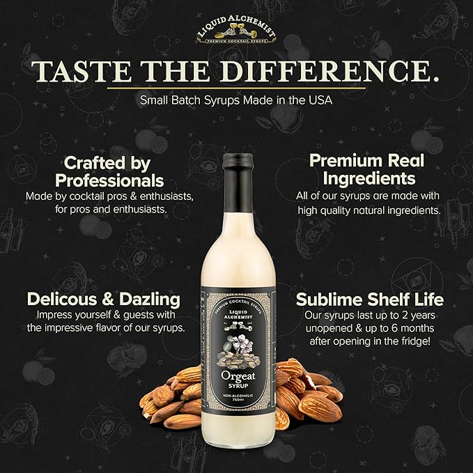 Liquid Alchemist Orgeat Syrup for Cocktails - Real Ingredients Make Our Almond Syrup the Perfect Mai Tai Mix - Non-GMO Gluten Free &amp Vegan (25.4 oz)