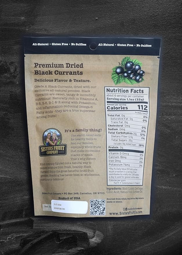 Premium Dried Black Currants (Contains Three 7 Oz. Bags)