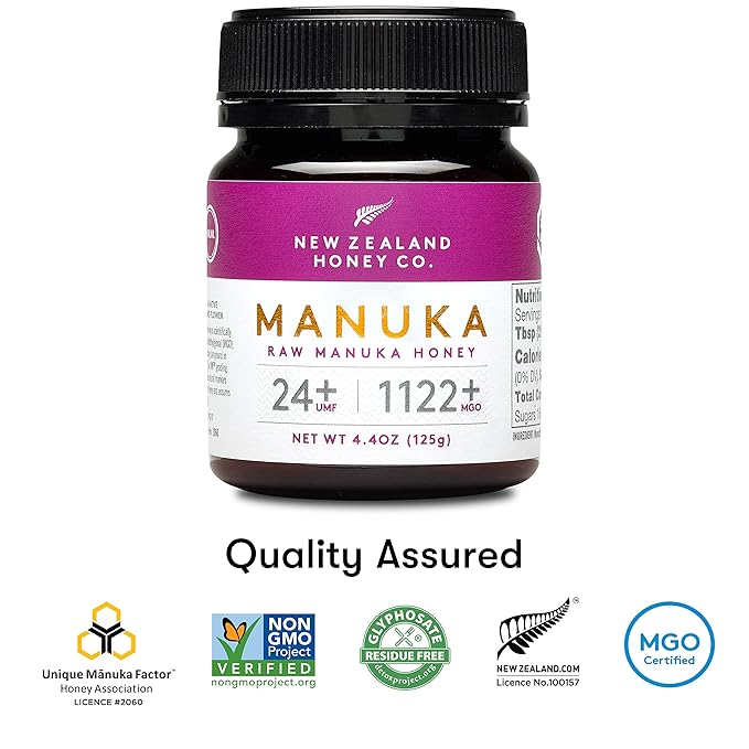 New Zealand Honey Co. Raw Manuka Honey UMF 24+ | MGO 1122+ 4.4oz &amp UMF 20+ | MGO 829+ 8.8oz